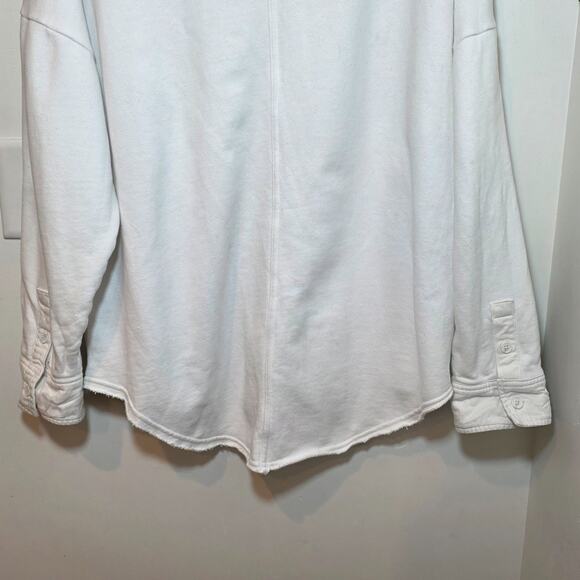 Aerie Oversized Button Shirt Womens Size M White Relaxed Heavyweight Shacket - Picture 6 of 9